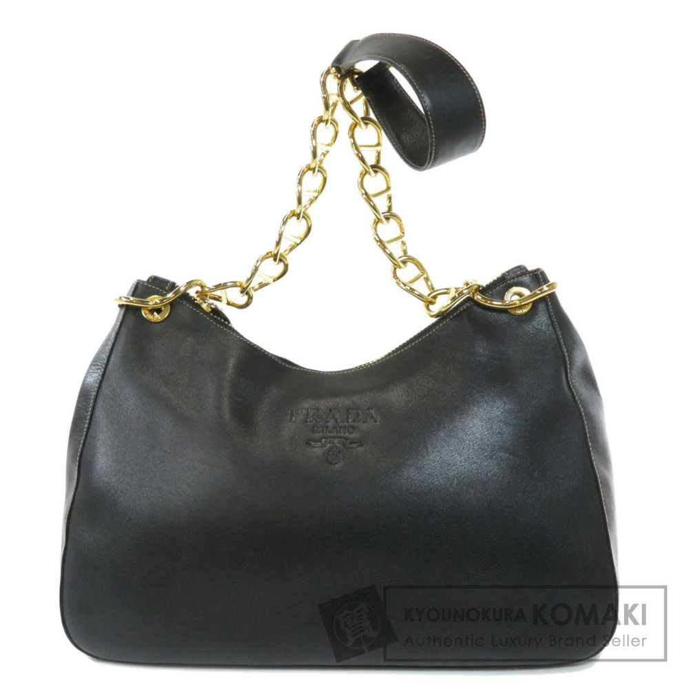 Prada hobo bag prominent chain shoulder strap Black